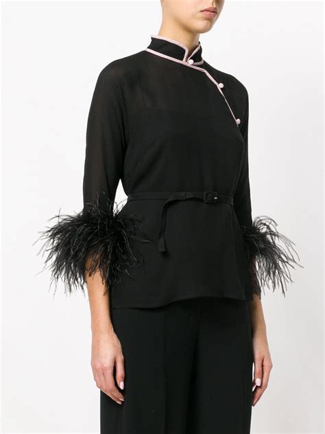 prada feather top|Luxury Shirts, Blouses & Tops for Women .